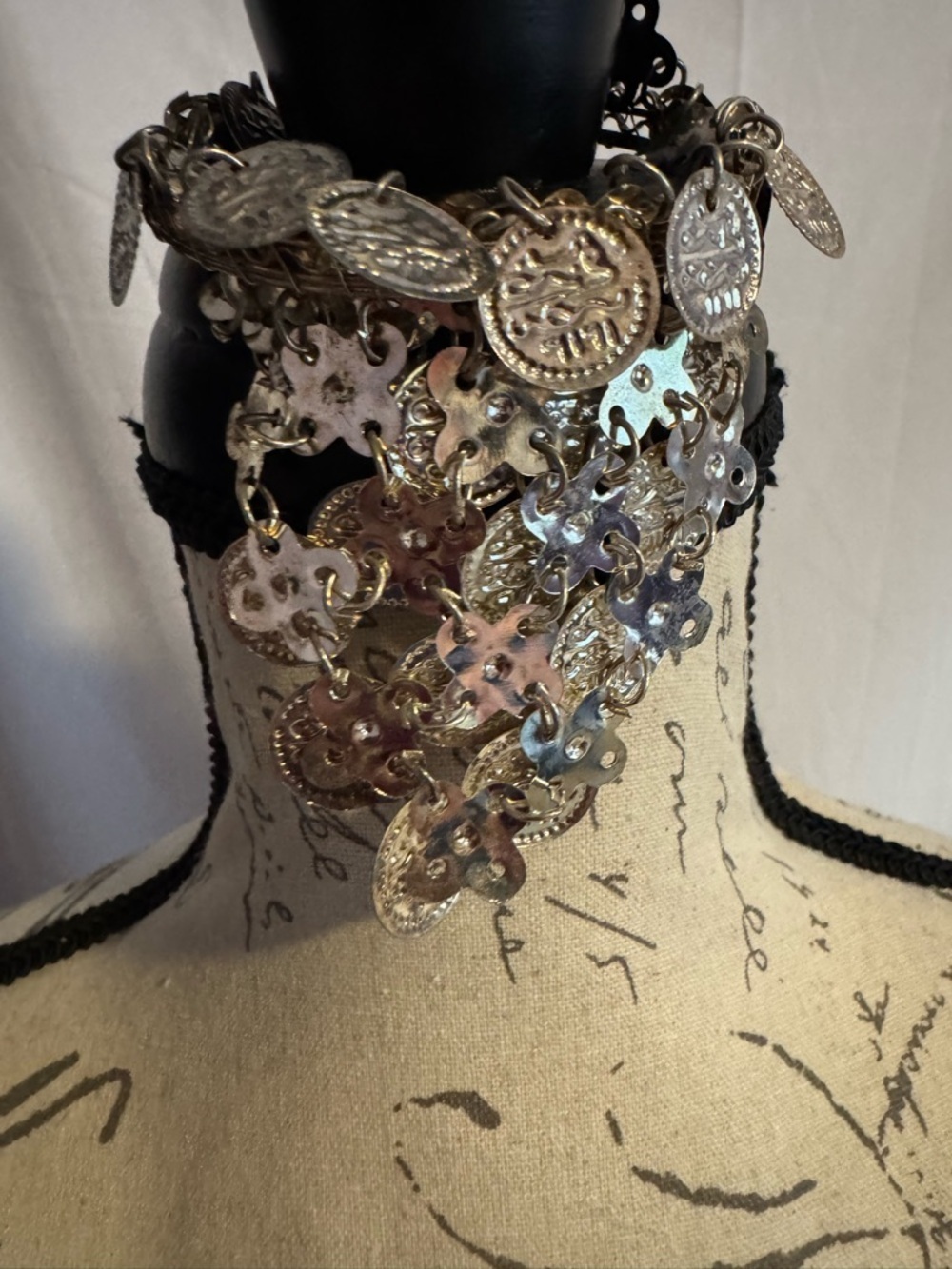 Boho belly dancing cuff bracelet with coins